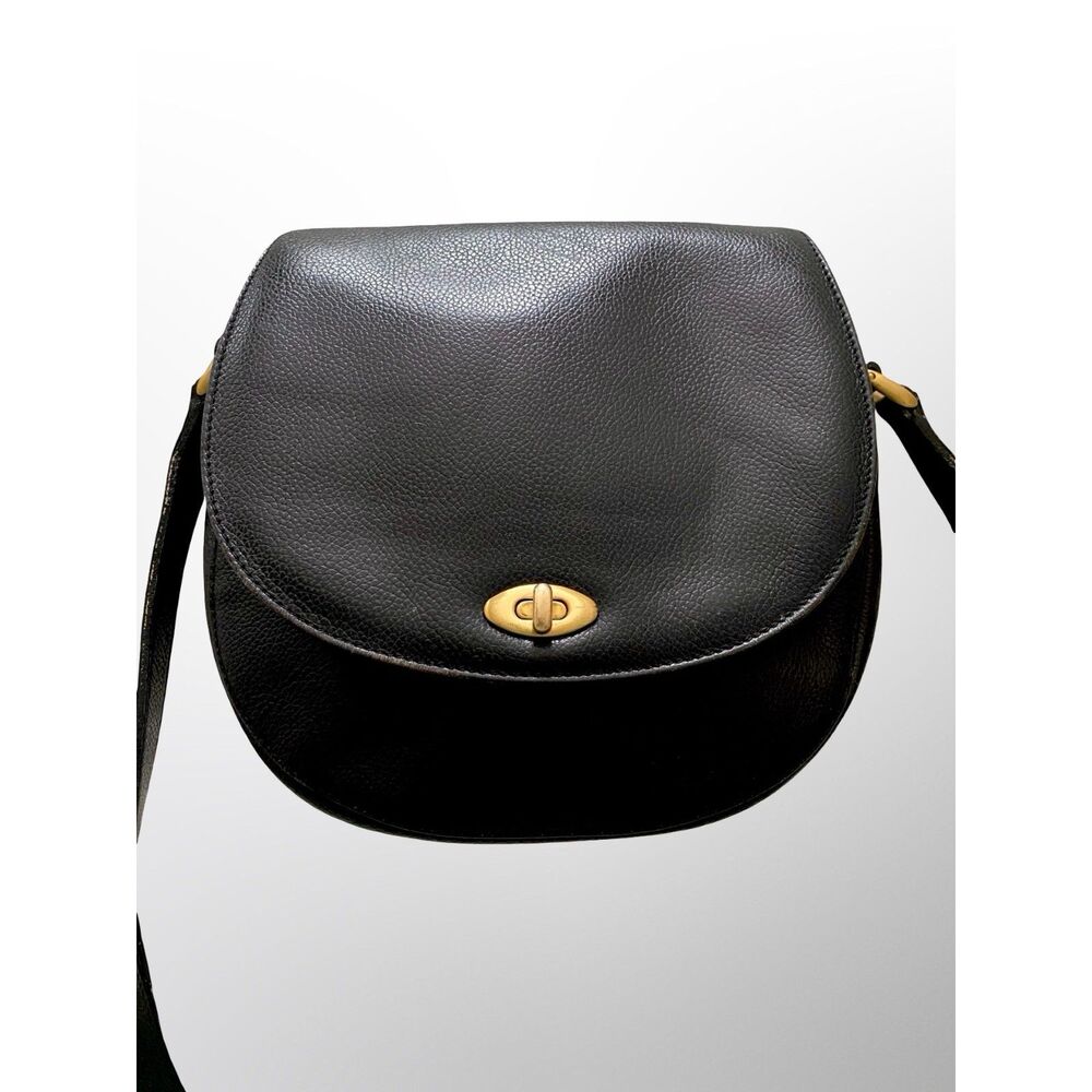 Vintage Coach 1994 Madison Carlyle 4401 Black Leather Crossbody Turnlock Italy - Picture 3 of 13